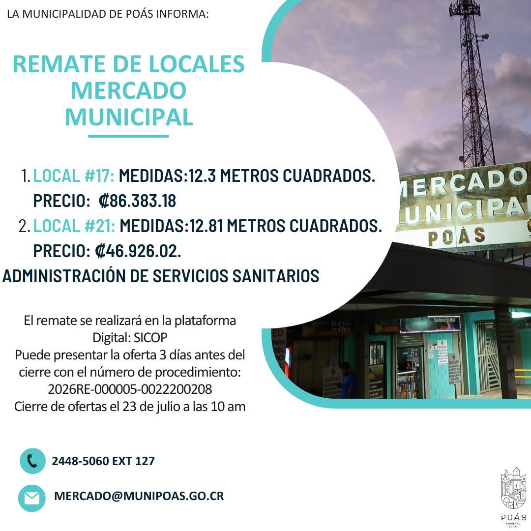 Remate de locales en mercado municipal